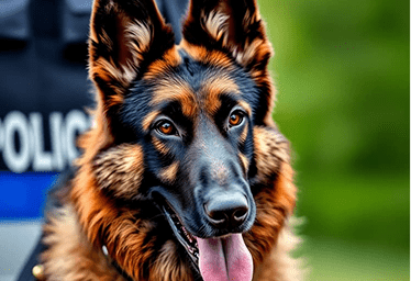 Police K9 unit, German Shepherd working dog, first responder training, professional photography